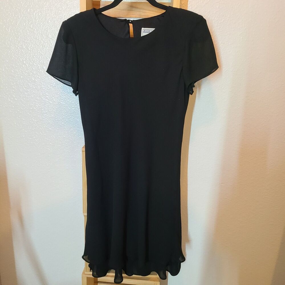 Jessica Howard Petite Womens Formal Dress Size 8 Jet Black  Dressy Party